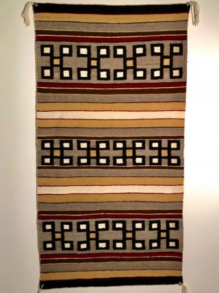 Navajo Rug W Spider Woman Cross Bands,  Mid 20th C,  Nr
