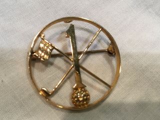 Vintage 9ct Gold Golf Hole In One Brooch Pin
