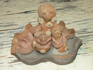 Navajo Artist Pottery Storyteller Cheyenne Jim By Diane Lynn Mother With Babies