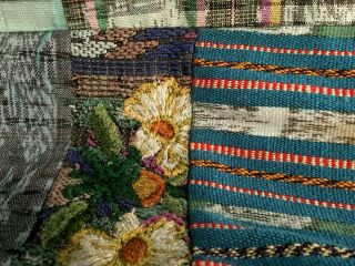 Vtg 60 ' s Boho quilt/wall hanging multi - color embroidered patchwork S.  America 2