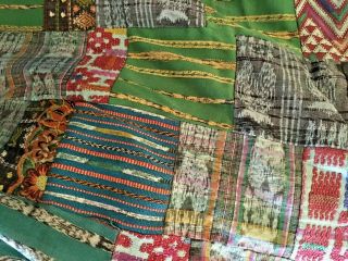Vtg 60 ' s Boho quilt/wall hanging multi - color embroidered patchwork S.  America 3