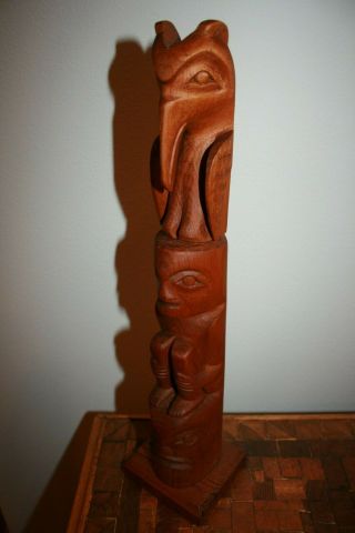 Old Northwest Coast Wooden Totem Pole