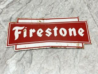 Vintage Firestone Tire Rack Metal Side Panel Sign
