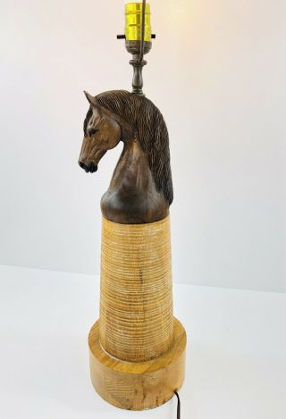 Brandt Ranch Oak Hand Carved Horse Head Table Lamp Western