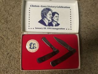 1993 Cherokee Cutlery Clinton - Gore Victory Celebration Knife Set Numbered 2150