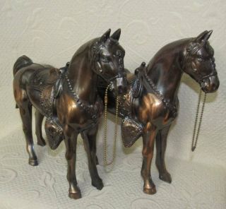2 Vintage Metal Carnival Prize Horses Large Matched Pair Awesome Detail