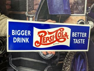 Old Vintage Heavy Pepsi Cola Porcelain Adverting Metal Gas Sign Soda Pop Drink