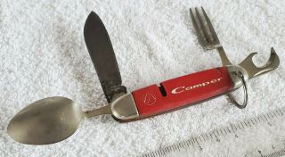 Vintage Imperial Ireland Red " Camper " Pocket Knife And Multi Tool