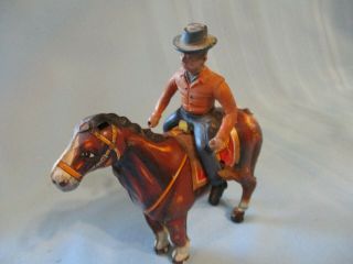 Vintage Mikuni Japan Wind Up Tin Horse & Rider Toy