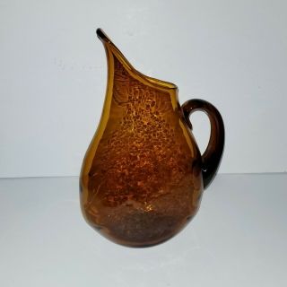 Vintage Blenko glass Flat Sided Wheat Pitcher vase Mid century Mod 14 