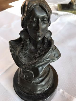 C M Russell Native American Princess Bronze Sculpture 1902