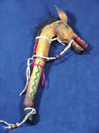 Sioux Indian Ceremonial Wood War Pony - Spirit Dance Stick