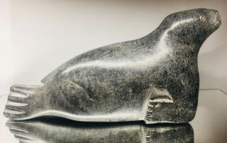 Eskimo Soapstone Seal Inuit Canada Art Sculpture Stone Carving Native Fetish