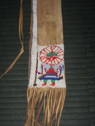 C1950 Shoshone Leather Beaded Pipe Bag Native American Indian Kachina Lowstart