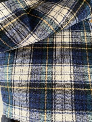 Pendleton 100 Pure Virgin Wool Blue Plaid Blanket Vintage Usa 82 X84 Large
