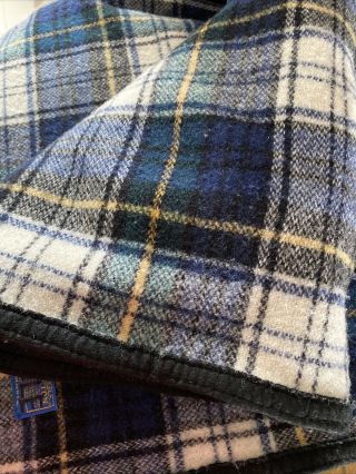 Pendleton 100 Pure Virgin Wool Blue Plaid Blanket Vintage USA 82 X84 Large 3