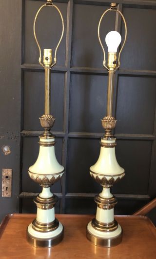 Stiffel Lamp Set Pair Vtg Vintage Hollywood Regency Brass