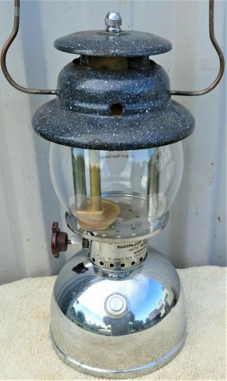 Austramax 3/300 Kerosene Lantern,  Early Model With Speckled Hood,  Seals.