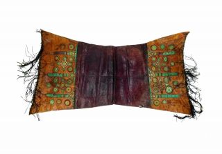 Tuareg Leather Saddle Cushion Fringed Mali African Art
