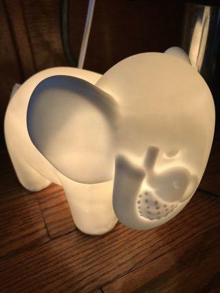 Ceramic Elephant & Baby Lamp Night Light White Intertek Hmk 9” L 6” T