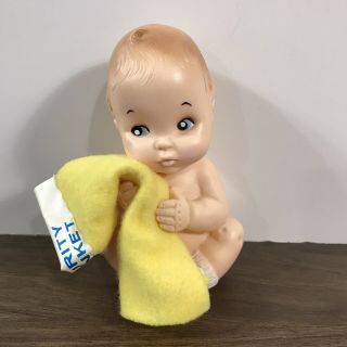Vintage Rubber Squeak Doll Baby Joy With Security Blanket 1979