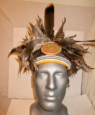 Mohawk Gustoweh Headdress W/ Quill Turtle & Beadwork : Paul St John - Mohawk