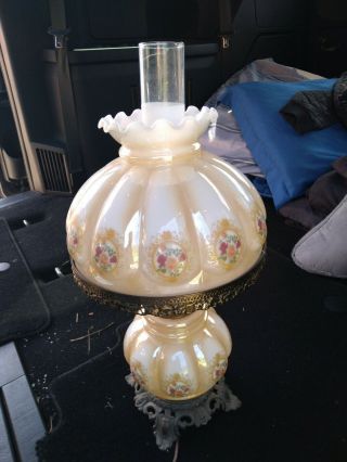 Vintage Electric Hurricane Table Lamp.  Milk Glass,  Gone With The Wind,  Ef&ef