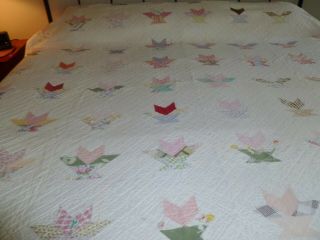 Vintage Basket Pattern? Quilt 78x84 Solid White Back Needs Some Repairs