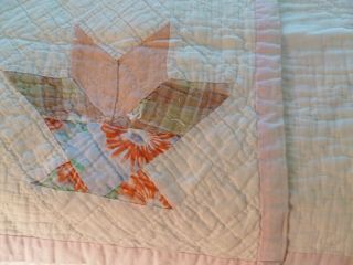 Vintage Basket pattern? Quilt 78x84 solid white back needs some repairs 3