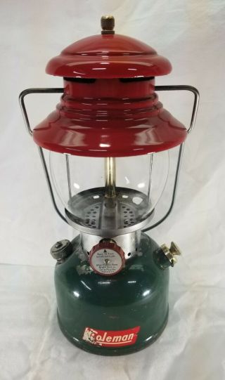 Vintage 1951 Coleman Red Christmas 200a Single Mantel Camp Lantern 11/51