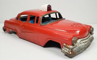 Vintage K A S Japan Tin Red Police Car Battery Operated Parts Body Only
