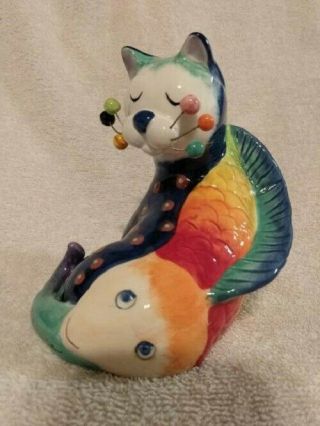 2005 Whimsiclay Amy Lacombe " Cat Fish " Figurine 86222 Unique Rare Hand Painted