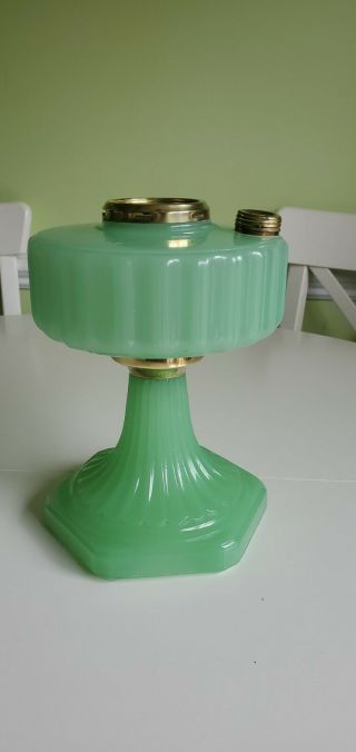 Aladdin B - 115 Jade Jadeite Green Moonstone Corinthian Glass Lamp Fount Only