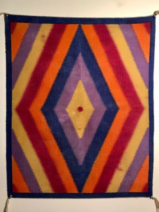 Navajo Germantown Eyedazzler Saddle Blanket,  Serrated Design,  Intense Colors,  Nr