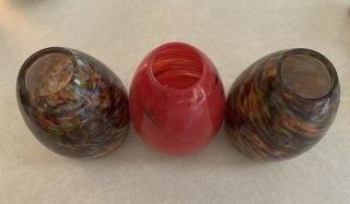 3 Vintage Murano Brown Swirl Glass Shade Pendant Hanging Lamp Light 6”