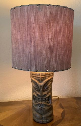 2000 Tiki Farm Warrior Mug Lamp With Shade Retired Vintage Polynesian Hawaii