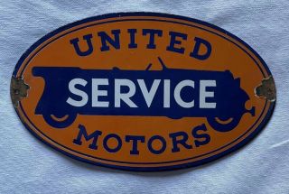 Vintage United Service Motors Porcelain Sign Car Truck Oil Gas Gasoline