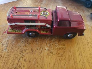Vintage Mf - 163 Ford Fire Engine Ladder Truck Tin Friction Toy Car 1980