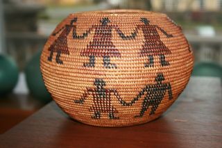 California Yokuts Indian Polychrome Friendship Basket