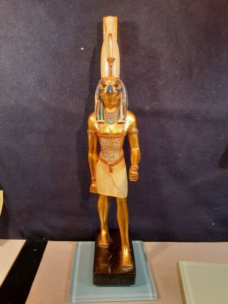 Egyptian Blue White Gold Birdman Artisan Guild International 1992 13 " Tall