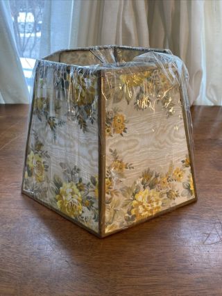 NOS 6 Panel 14” Vintage Floral Print Lamp Shade In Plastic Woodstock Workshop 3