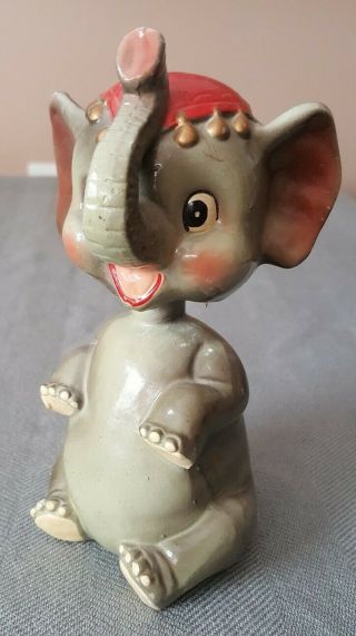 Jewel Turban Elephant Bobble Head Nodder Vintage Bank? Figurine