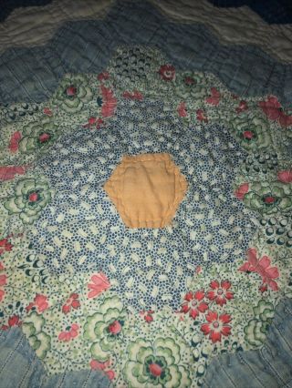 Vintage Grandmother ' s Garden Hand Quilted Quilt 3