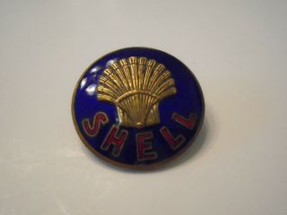Vintage Enamel Shell Oil Gas Employee Badge Pin