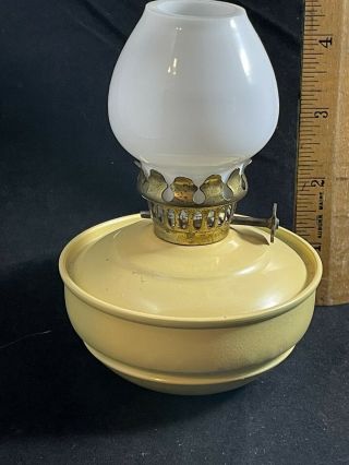 Rare British Vintage Night Light Weighted Butter Yellow Metal Miniature Oil Lamp