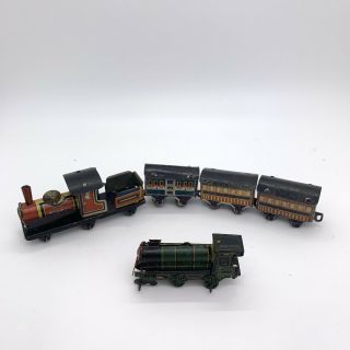 Vintage Toy Tin Metal Train Small Minuture Japan With Cars And One Unbranded