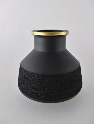 Wedgwood Basalt Vase Black With Gold Vintage Made In England