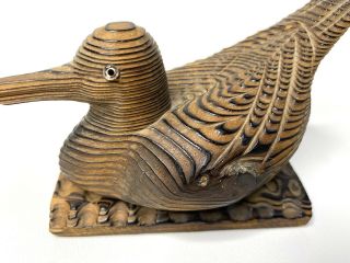 Vintage Mid Century Mcm Cryptomeria Carved Wood Duck Bird Figure Decor