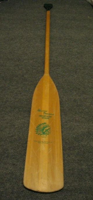 Vintage Indian Head Brand Paddle 65.  5” Ripley Mississippi Canoe Over 5 Feet Wood
