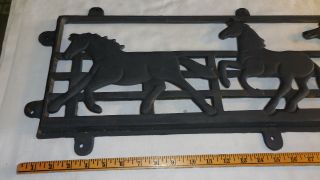 41 x 9.  5 inches Cast Iron 4 Horses Running 17lbs.  Sign/Window Cover 2